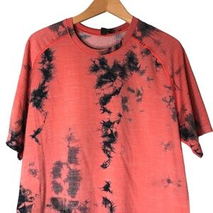 Lululemon Metal Vent Tech Short Sleeve Shirt Marble Dye Orange Red Men's Large